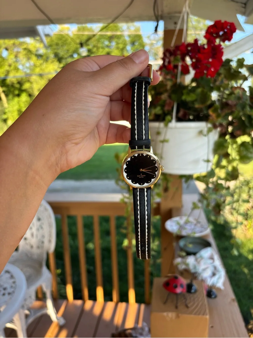 kate spade Black Dial with Gold Case and Black Leather Strap